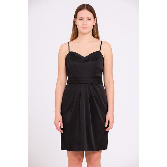 H&M Women's Black Satin Fit & Flare Dress with Pockets – Size 12 EUC - Picture 1 of 6